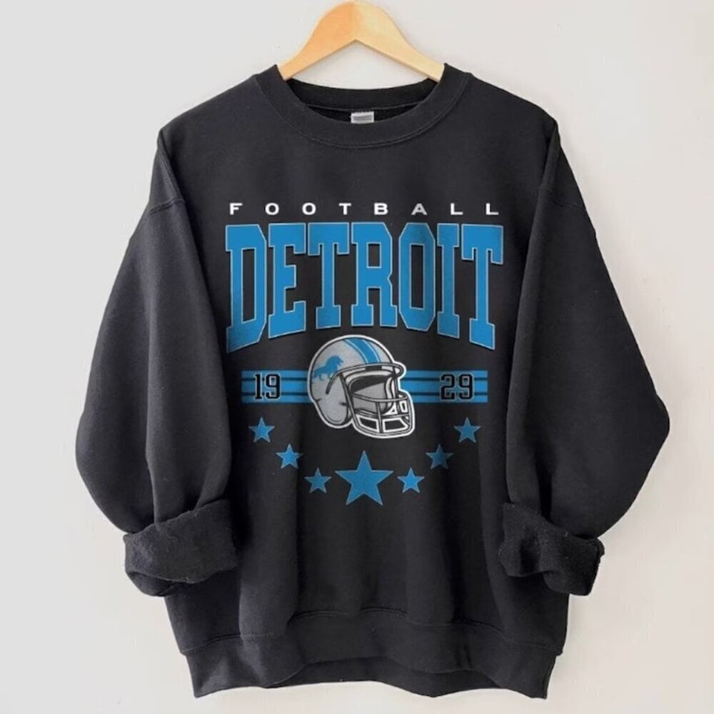Detroit Lions Football Sweatshirt Retro NFL Crewneck Game Day Fan Gift
